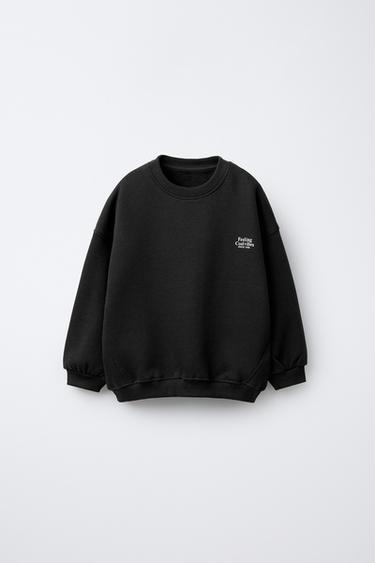 Zara BASIC TEXT SWEATSHIRT - Black