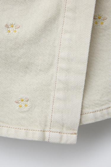 EMBROIDERED TWILL BERMUDA SKORT - Ecru by Zara - Image 3