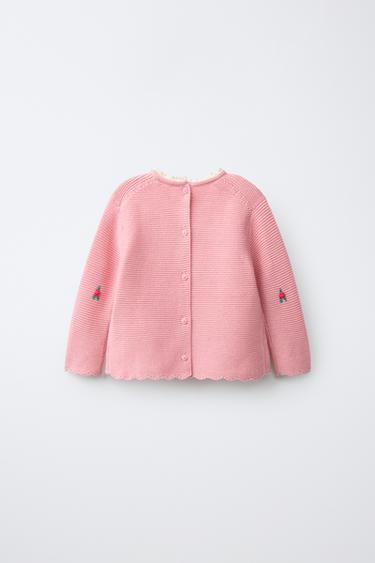 FLORAL EMBROIDERED LACE SWEATER — Light pink 2