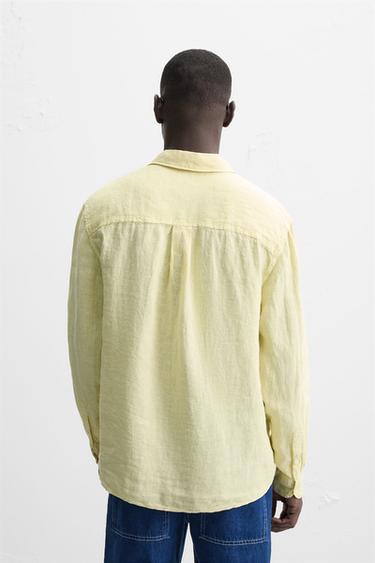 CHEMISE 100 % LIN - Jaune de Zara - Image 2