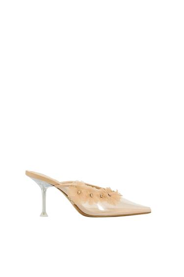 FLORAL HEELED VINYL PUMPS