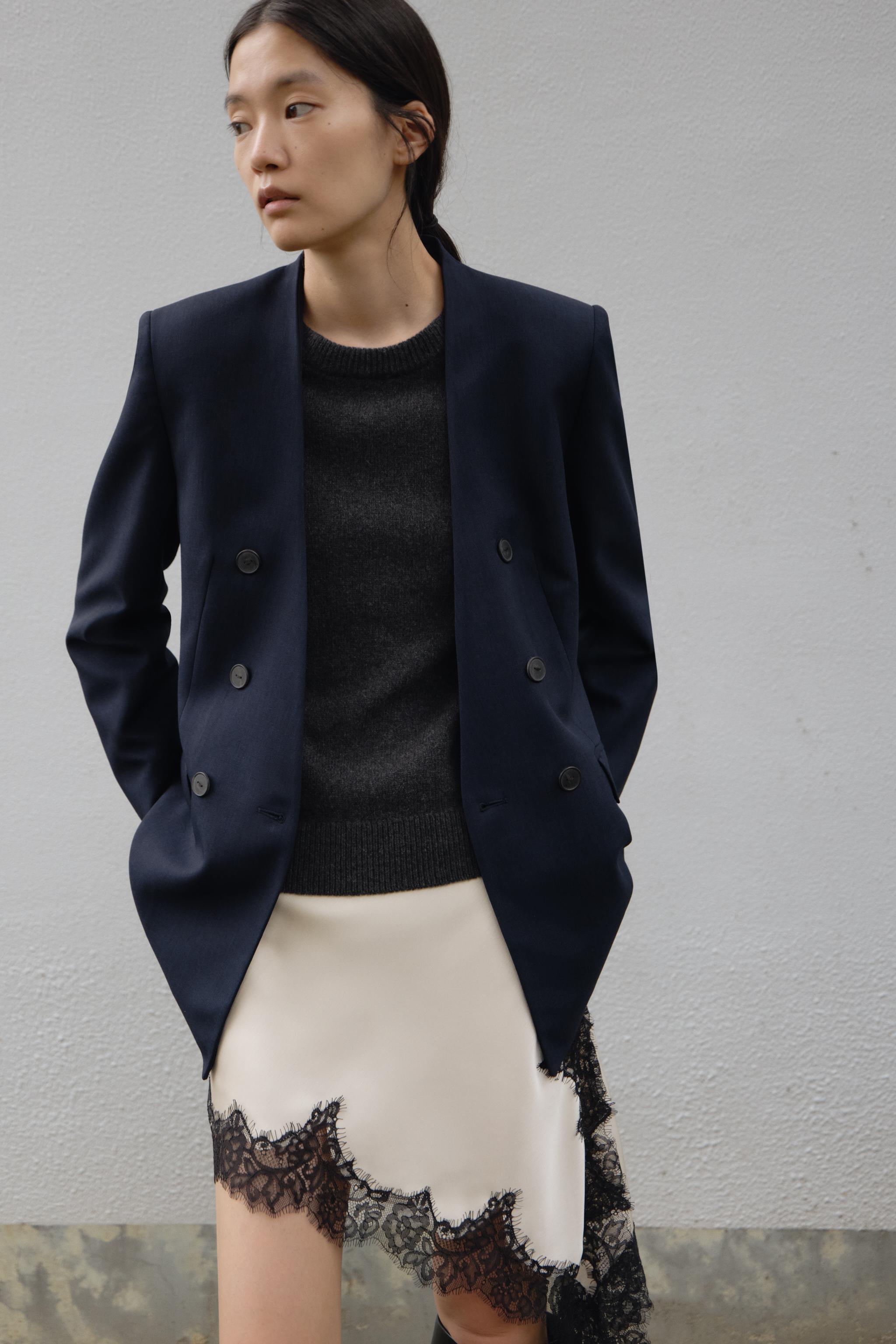 ノーカラーブレザー - ネイビーブルー | ZARA Japan / 日本