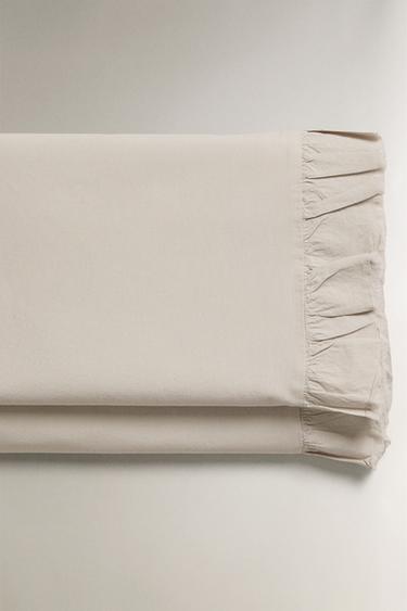 LENÇOL DE CIMA COM BABADO - Cinzento da Zara
