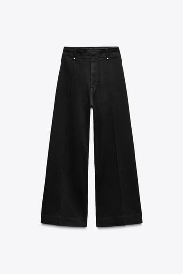 JEANS ZW COLLECTION WIDE LEG TIRO ALTO - Negro de Zara