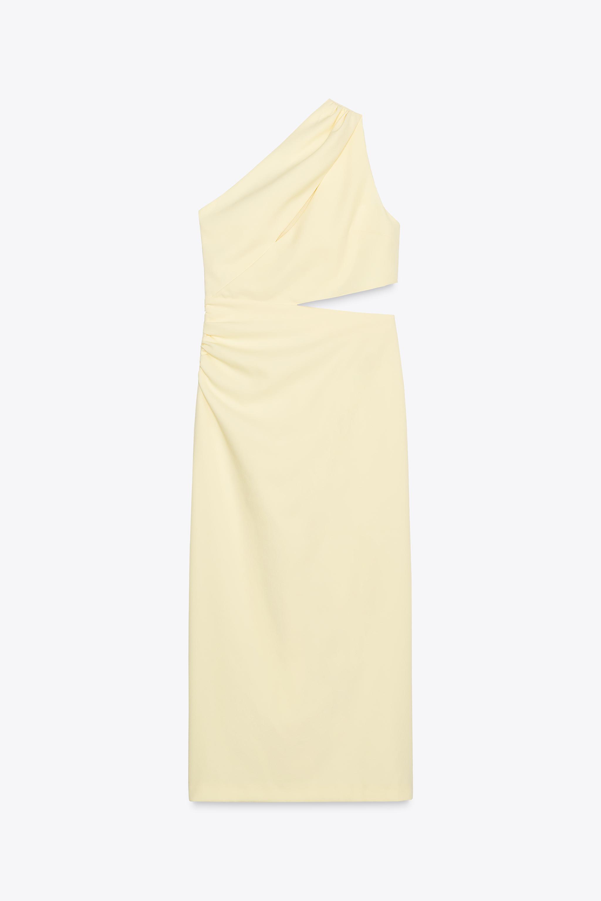ZARA アシンメトリーカットアウトミディドレス 5029/131 ASYMMETRIC CUT OUT MIDI DRESS - Yellow | ZARA United States