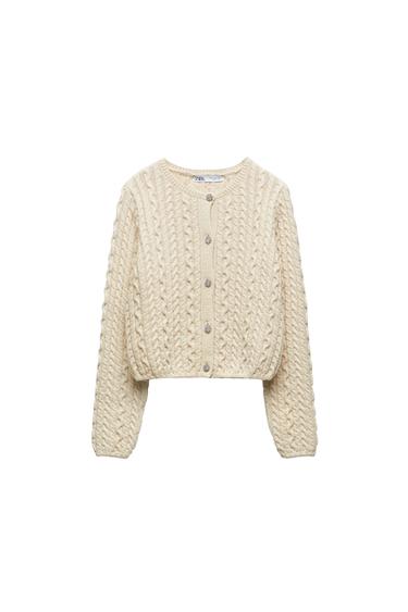 KNIT CARDIGAN WITH GEM BUTTON