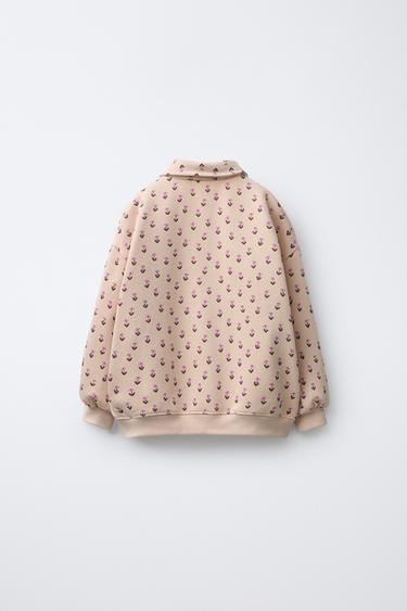 SWEAT POLO FLEURS - Écru moyen de Zara - Image 1