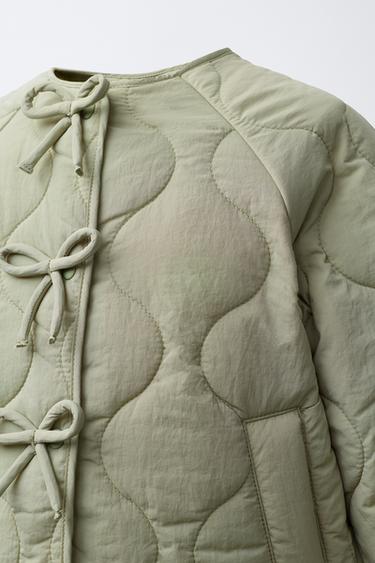 RIBBON PUFFER JACKET - Light green by Zara - Image 4