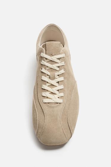 TENNIS EN CUIR À SEMELLE ULTRA-FINE - Beige de Zara - Image 4