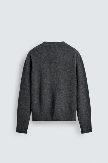 RELAXED FIT WOOL BLEND CARDIGAN - Grey by Zara - Image 7