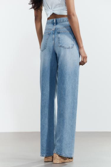HIGH-WAIST TRF WIDE-LEG CROSSOVER WAIST JEANS - Indigo by Zara - Image 4