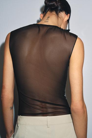 EMBROIDERED TULLE BODYSUIT - Black by Zara - Image 2