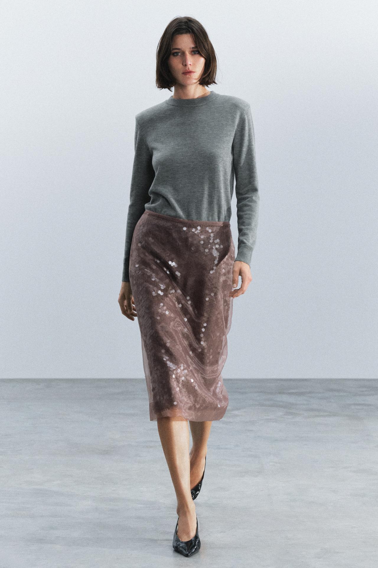 ZW COLLECTION SEQUIN MIDI SKIRT