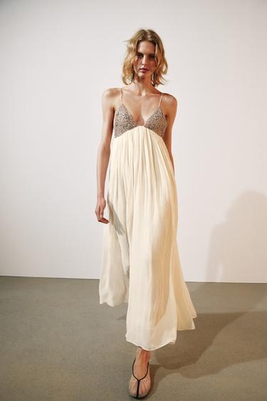 ZW COLLECTION BEADED MIDI DRESS — Ecru 2