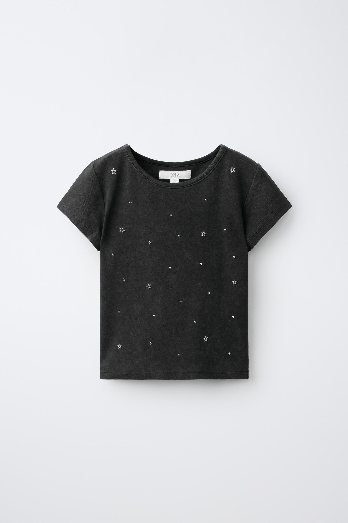 Детская футболка Zara Star Studded, цвет: Антрацитовый серый