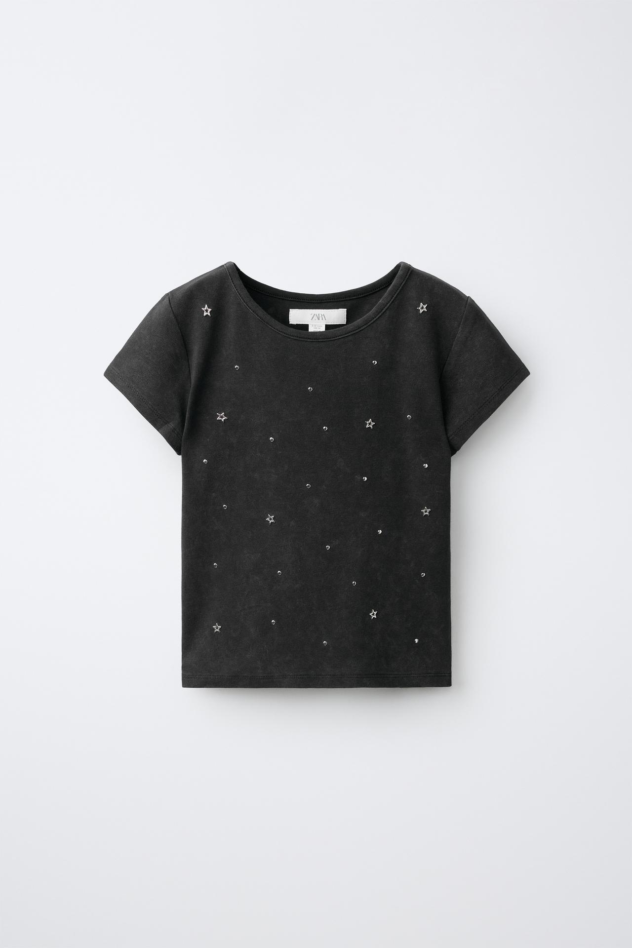 STUDDED STAR T-SHIRT — Anthracite grey