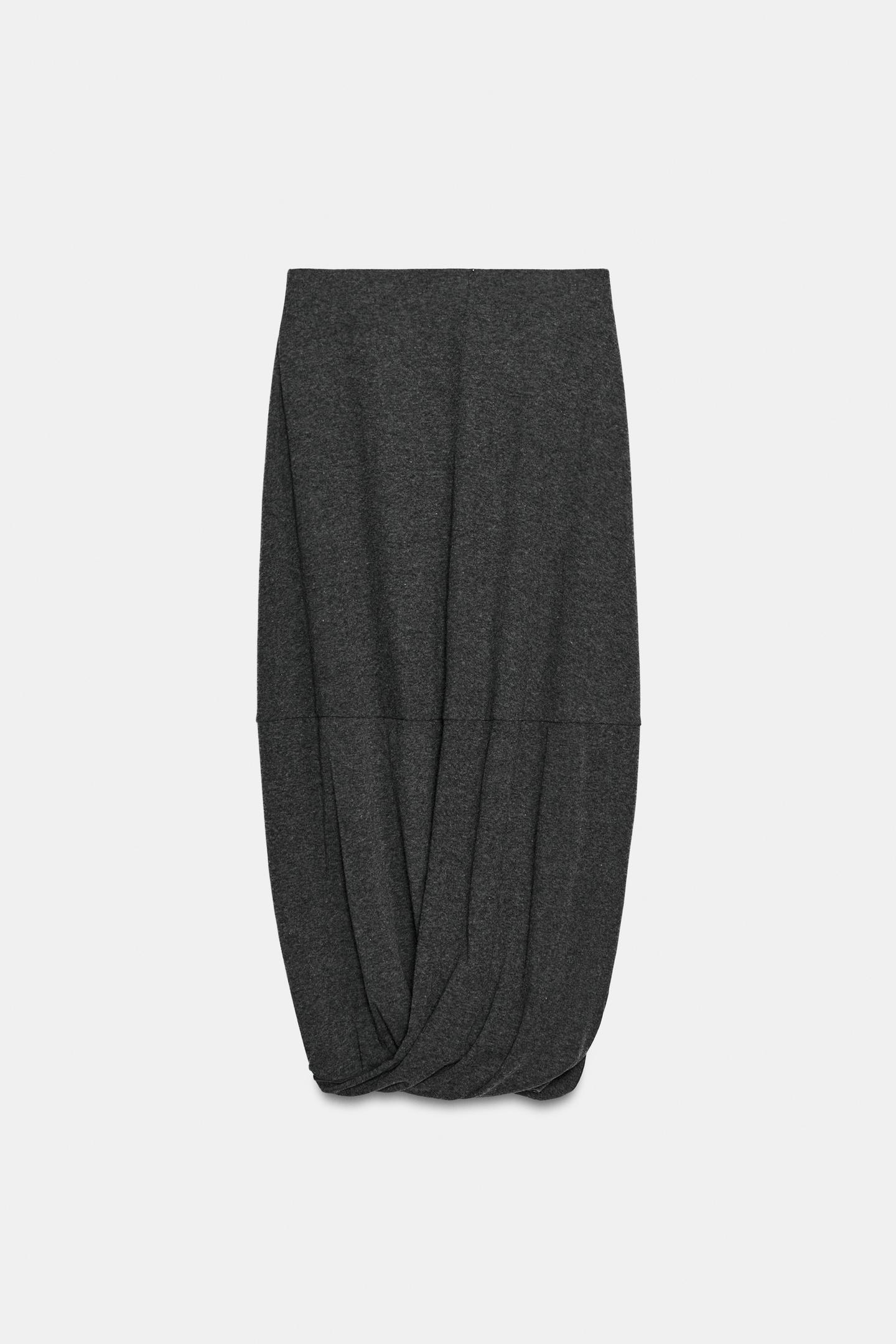 Женская юбка Zara Soft Balloon MIDI, цвет: Серый — фото 7