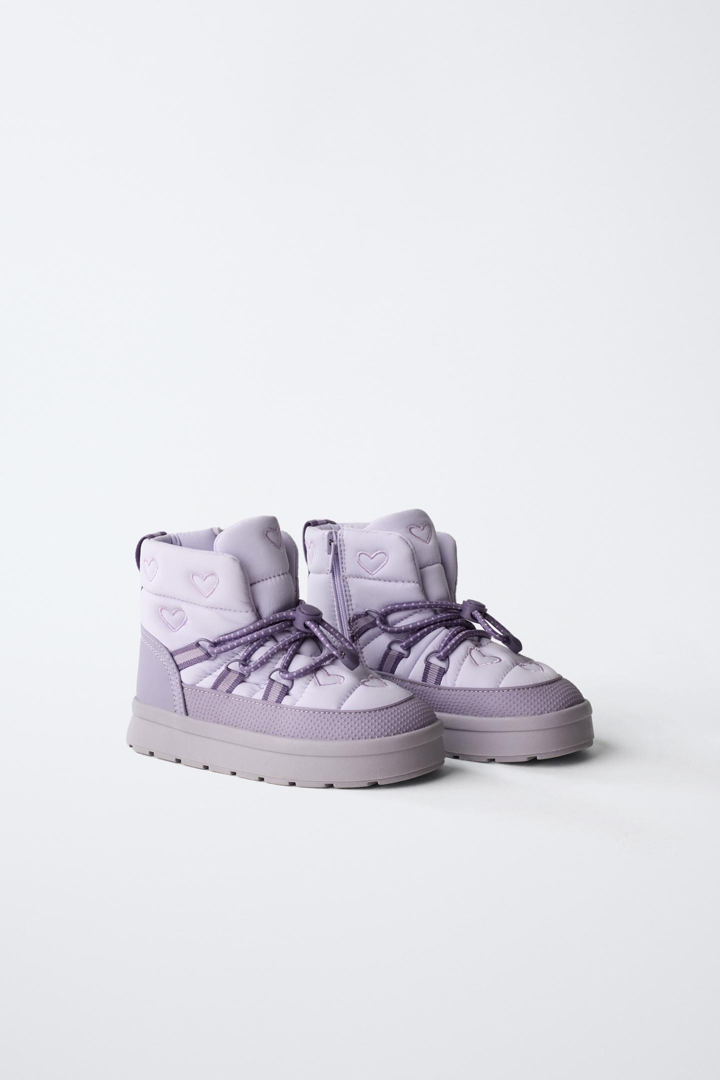 Детские ботинки Zara Water-Repellent Quilted Ankle, цвет: Розовато-лиловый — фото 2
