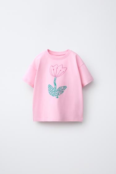 ÁO PHÔNG IN VÀ THÊU HỌA TIẾT TRÁI CÂY - Màu hồng từ Zara