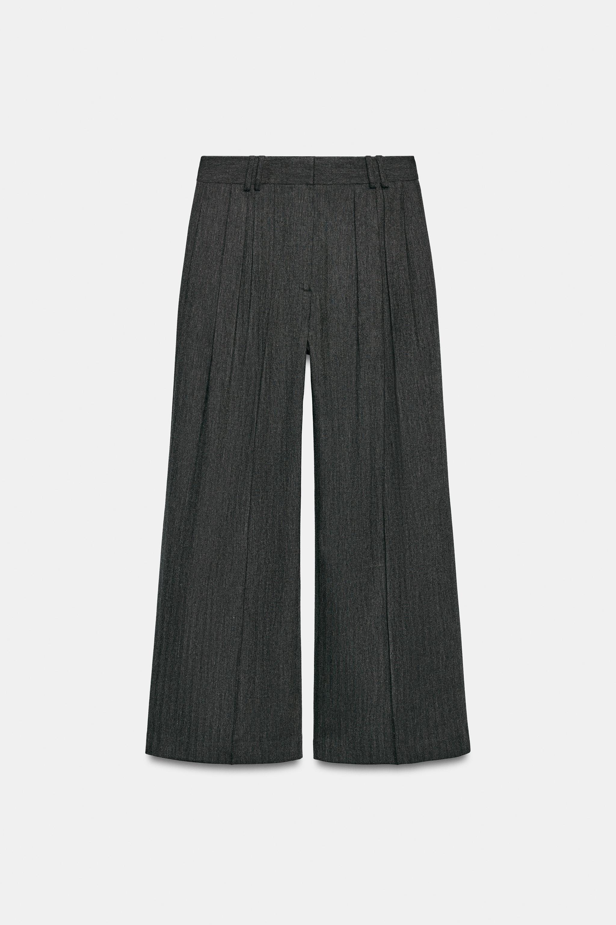 ZW COLLECTION HERRINGBONE WIDE-LEG PANTS