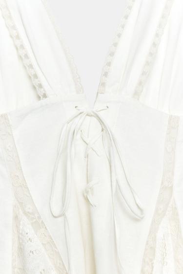LACE MINI DRESS - Oyster-white by Zara - Image 6