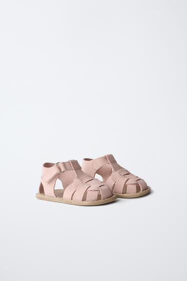 SANDALES STYLE PLAGE EN CUIR - Rose de Zara - Image 1