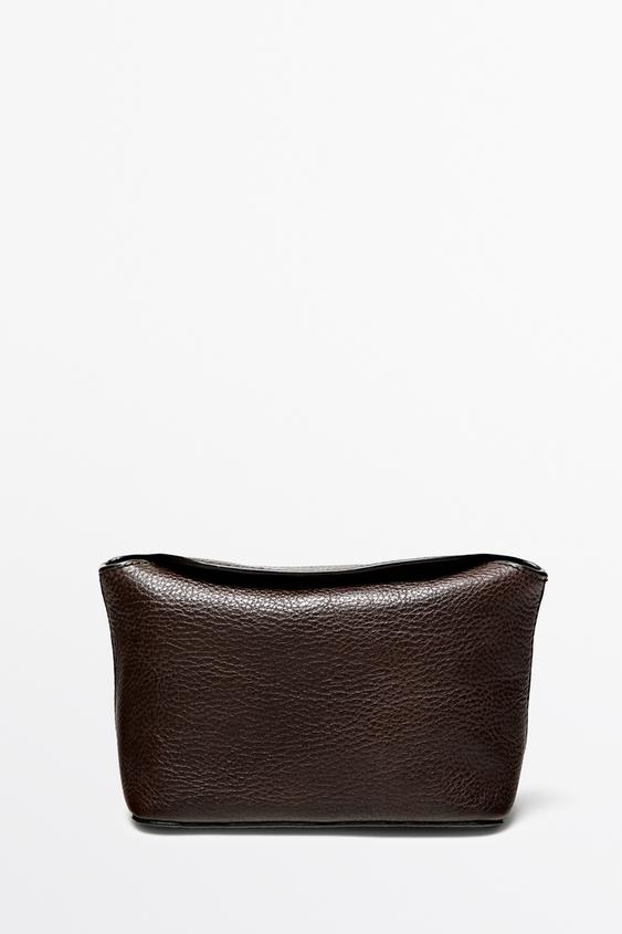 Zara Mini nappa leather toiletry bag - Brown - Image 0
