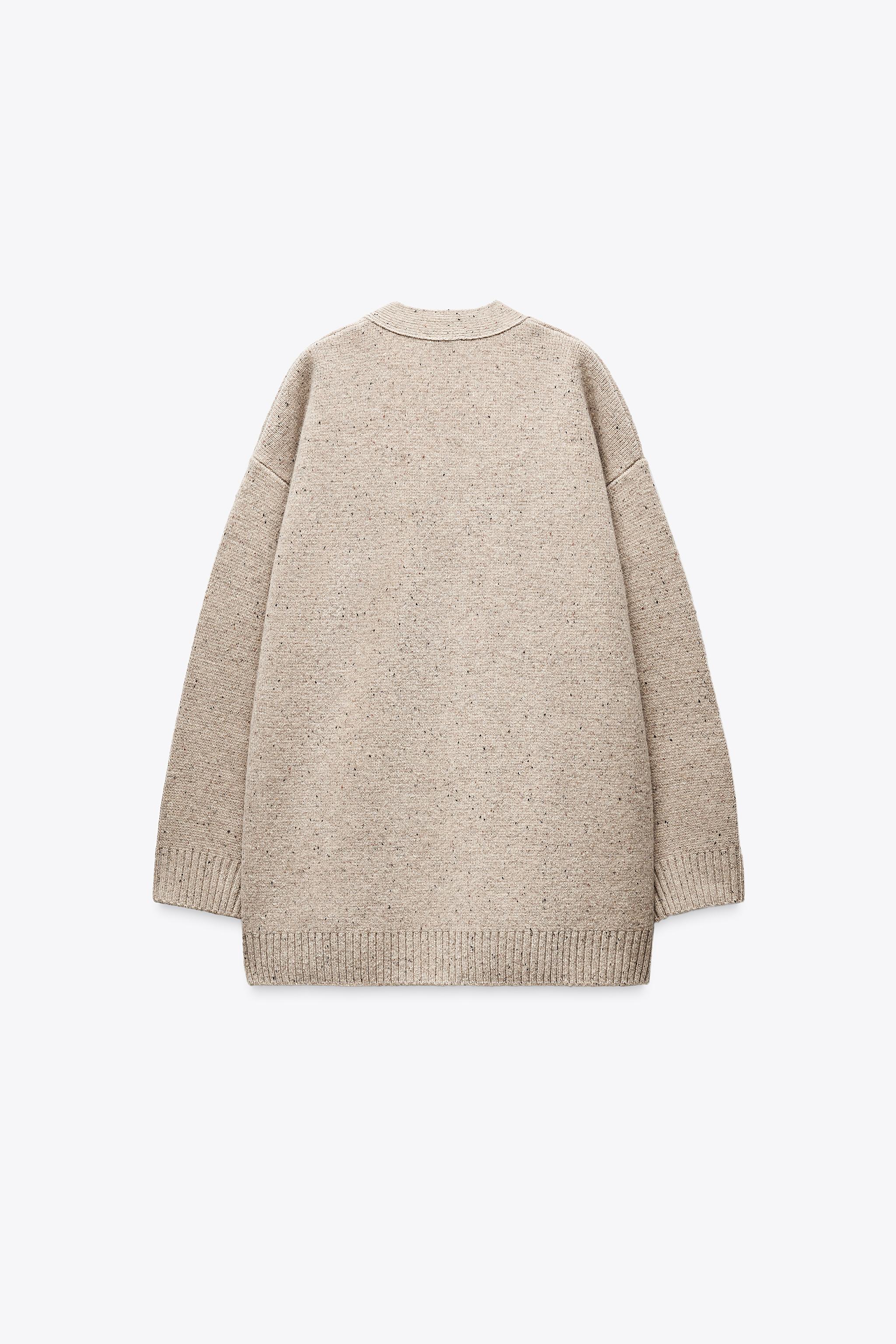 ウール100% オーバーサイズカーディガン - ベージュ | ZARA