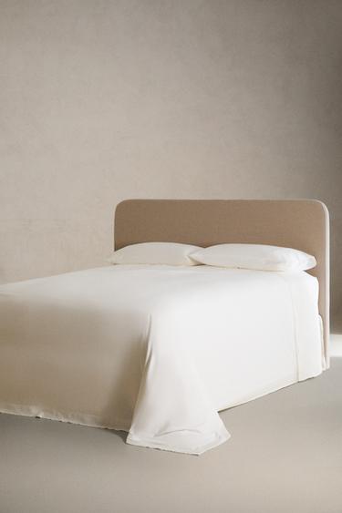 SATEEN FLAT SHEET WITH CROCHET BORDER - Oyster-white by Zara - Image 1