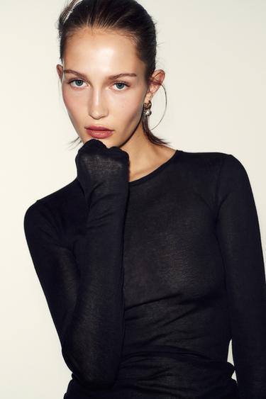 Zara SPARKLY BALL HOOP EARRINGS - Golden - Image 0