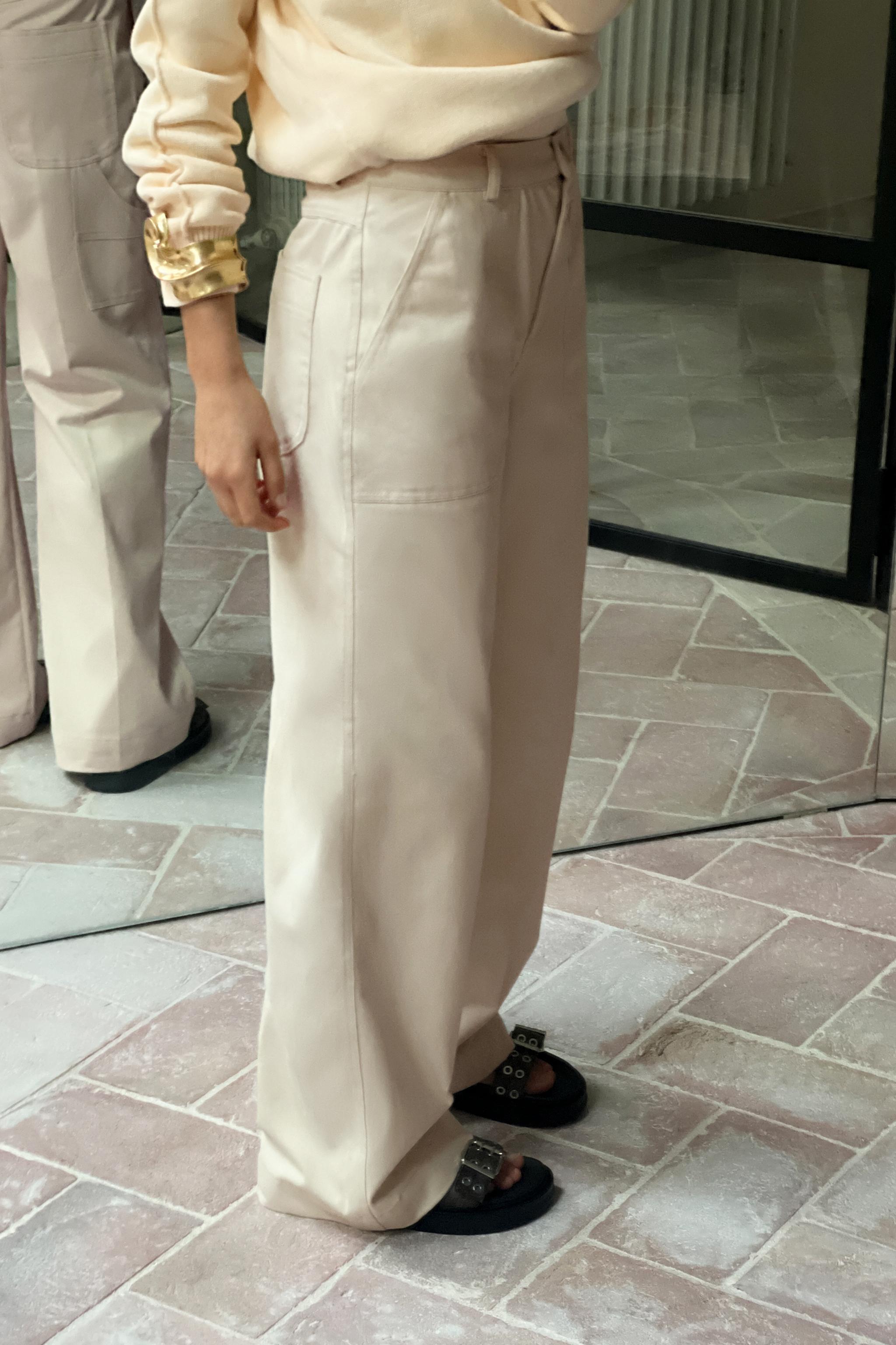Zara Women Pants Size 6 Brown Twill Wool Blend High Rise Classic Career  Wide Leg