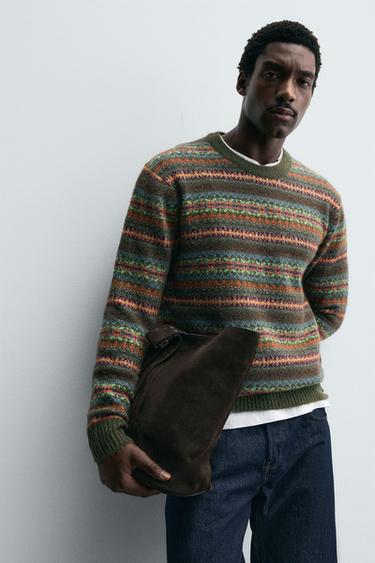 FAIRESLE JACQUARD JUMPER - Mid-green by Zara - Image 4