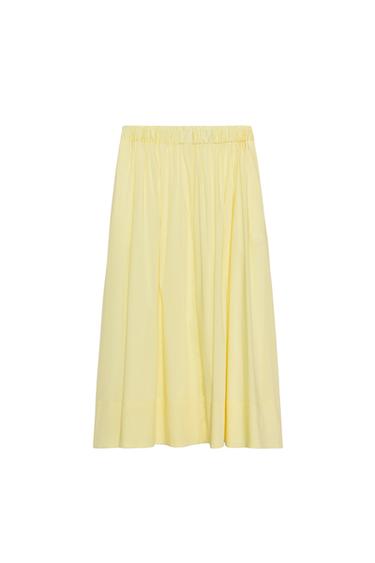 LYOCELL BLEND ELASTIC MIDI SKIRT - Yellow by Zara