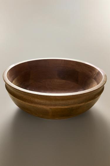 Zara MANGO WOOD SALAD BOWL - Light beige
