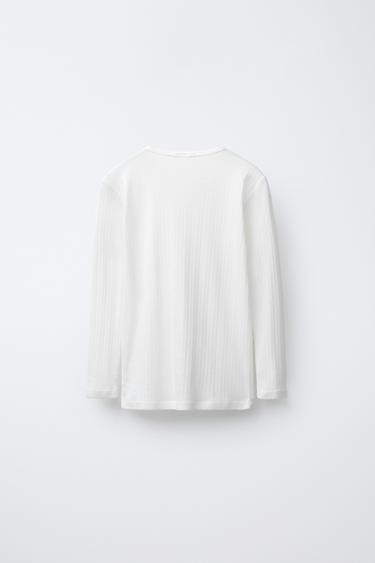6-14 ANS/ LOT DE DEUX T-SHIRTS EN MAILLE POINTELLE - Blanc cassé de Zara - Image 2