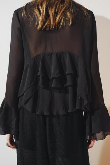 CHEMISE À VOLANTS ZW COLLECTION - Gris foncé de Zara - Image 1