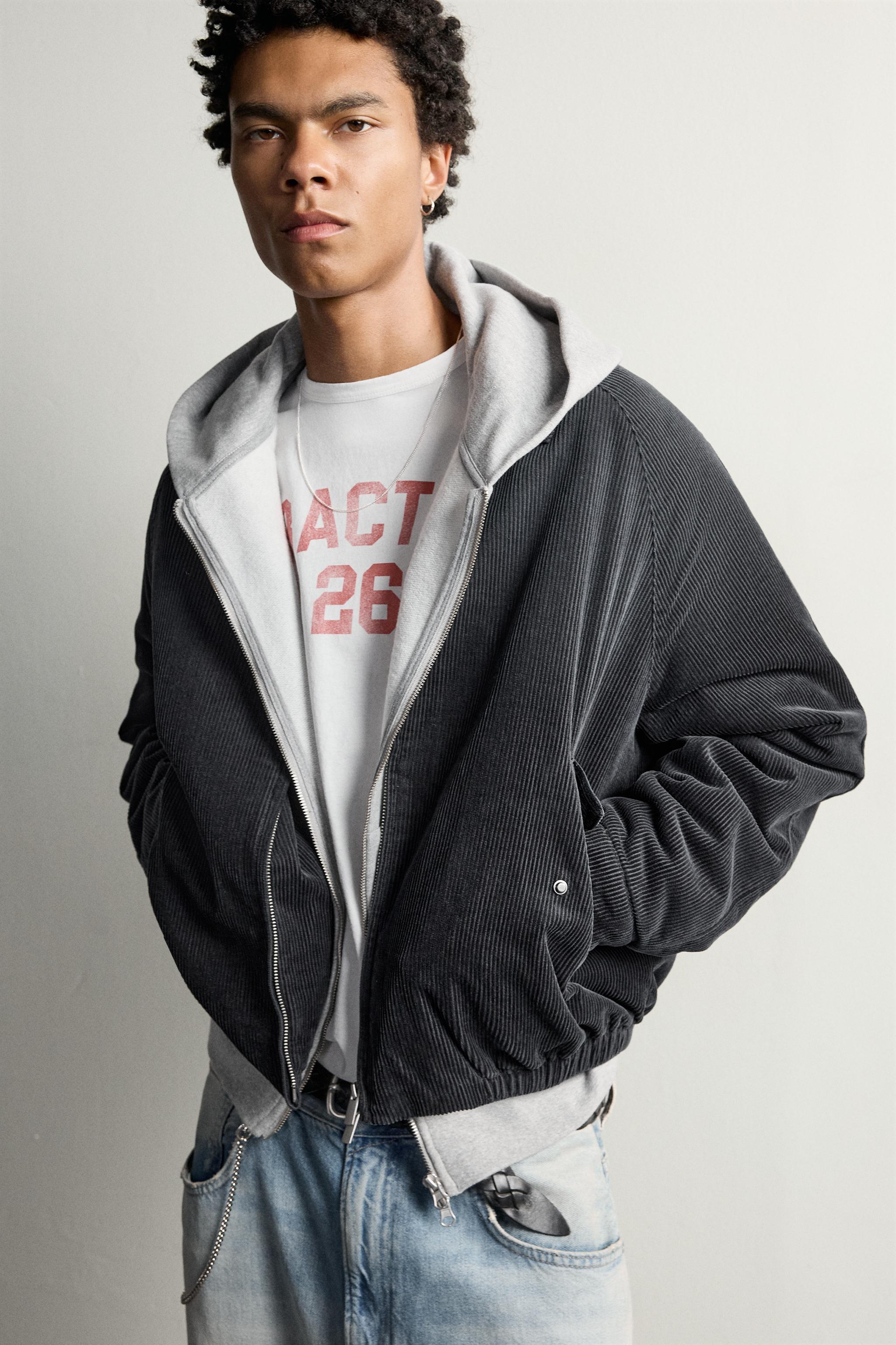 BLOUSON MATELASSÉ EN VELOURS CÔTELÉ COUPE DÉCONTRACTÉE