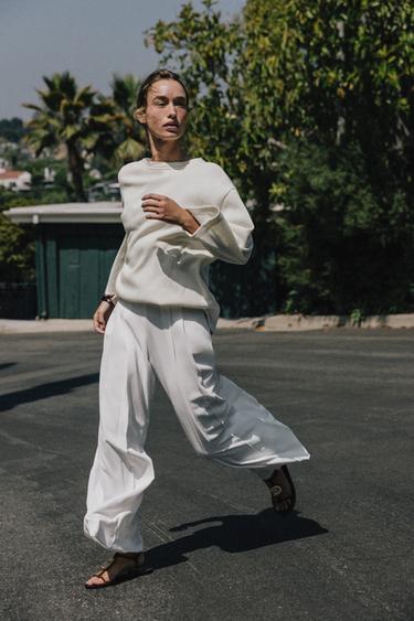 OVERSIZED KNITTED T-SHIRT - Ecru by Zara