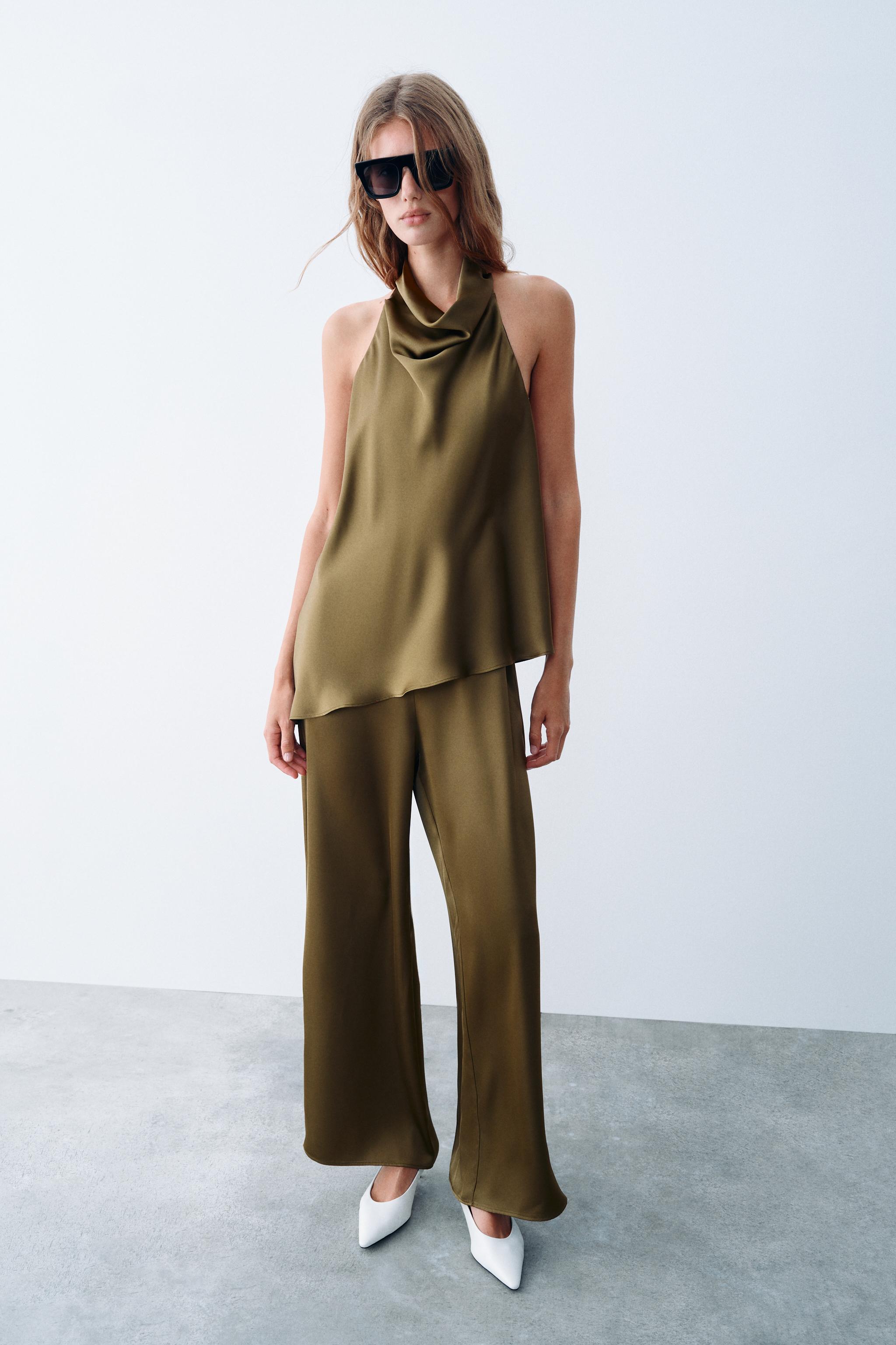 Zara Saten yüzeyli halter tulum
