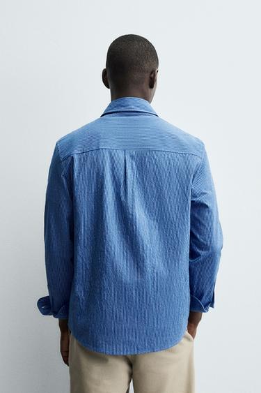 CHEMISE DÉLAVÉE RAYURES - Bleu / Bleu marine de Zara - Image 2