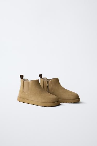 LEATHER ANKLE BOOT - Sand Brown by Zara