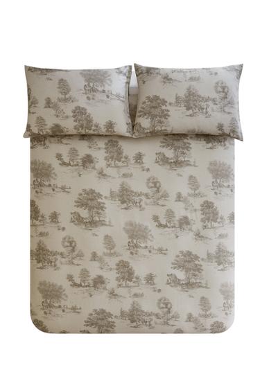 SATEEN DUVET COVER WITH PRINT (300 THREAD COUNT) - Grey / Beige by Zara