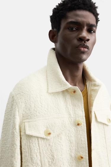 JACQUARD TEXTURED JACKET - Ecru by Zara - Image 4