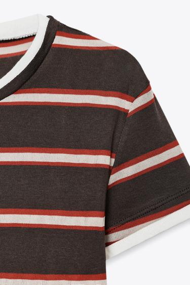 DOUBLE STRIPE T-SHIRT - Chocolate brown by Zara - Image 6