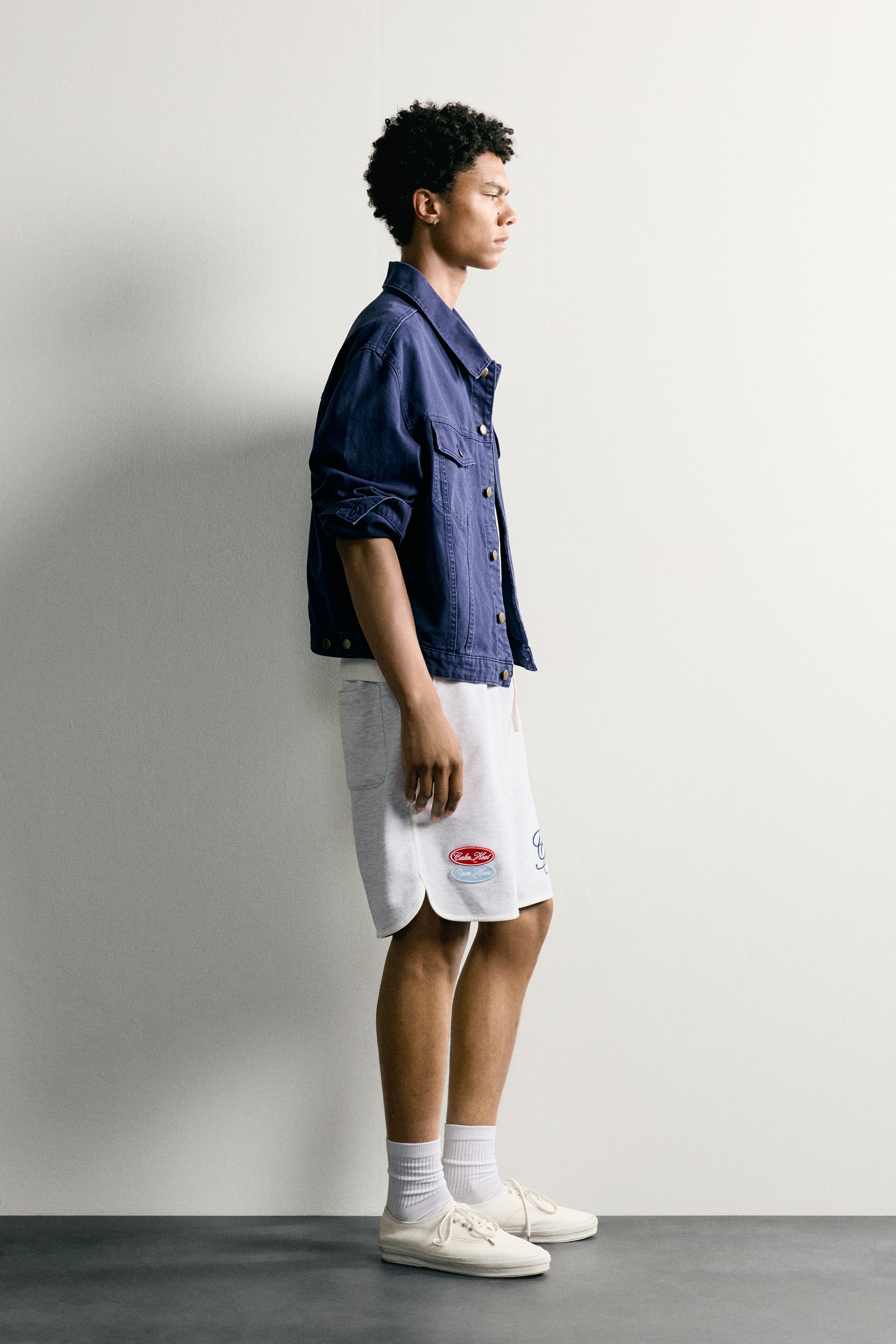 Мужские шорты Zara EMBROIDERED PATCH SWEATSHORTS — фото 4