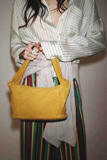 SPLIT SUEDE HANDBAG - Mustard Yellow by Zara - Image 2
