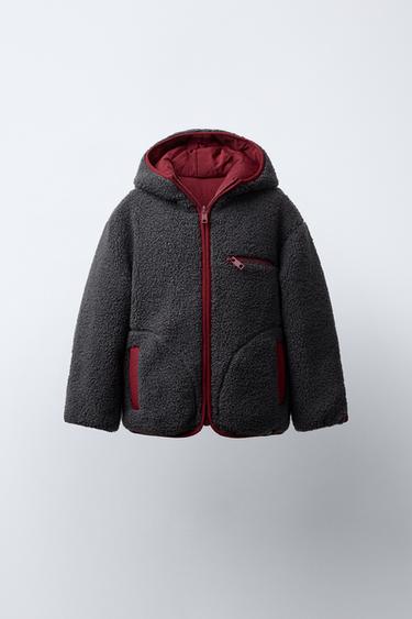 ÁO KHOÁC LÔNG CỪU HAI MẶT CHỐNG THẤM NƯỚC - Màu đỏ đậm từ Zara - Hình ảnh 0