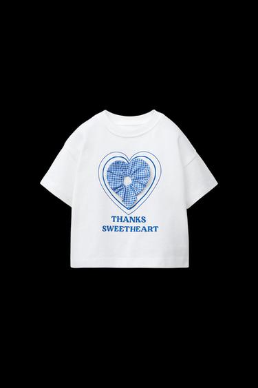 T-SHIRT MIT APPLIKATION UND VICHYKAROS - Weiß von Zara