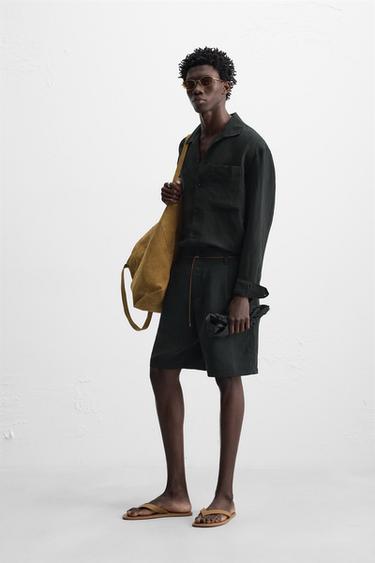 BERMUDA JACQUARD RAYURES - Noir de Zara - Image 3