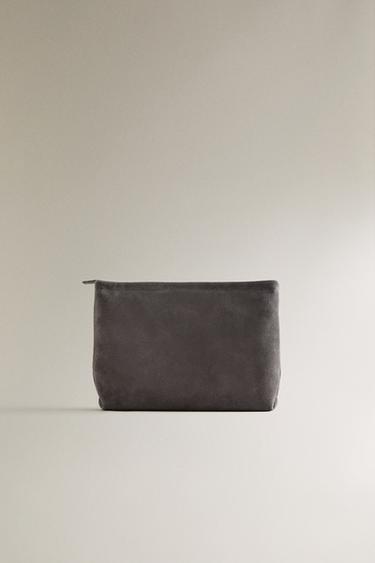 GROSSE VELOURSLEDER-NECESSAIRE - Dunkelgrau von Zara